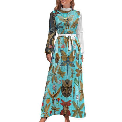 Turtle Neck Long Dress for WomenxQ (All-Over Printing)