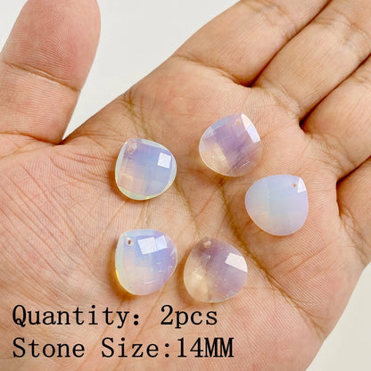 2pcs White Opal Pendants Charms Water Drop Heart Round Square Shape Pendant for Jewelry Making Diy Bracelet Necklace Earrings