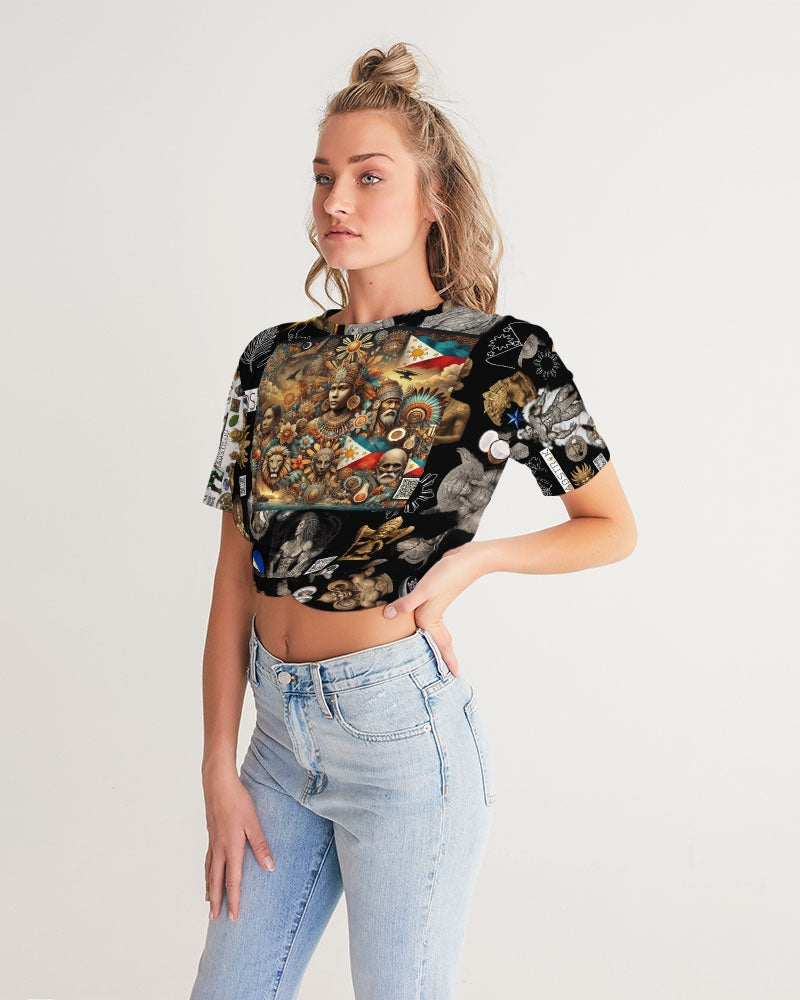 IMG_0540 Women's All-Over Print Twist-Front Cropped Tee