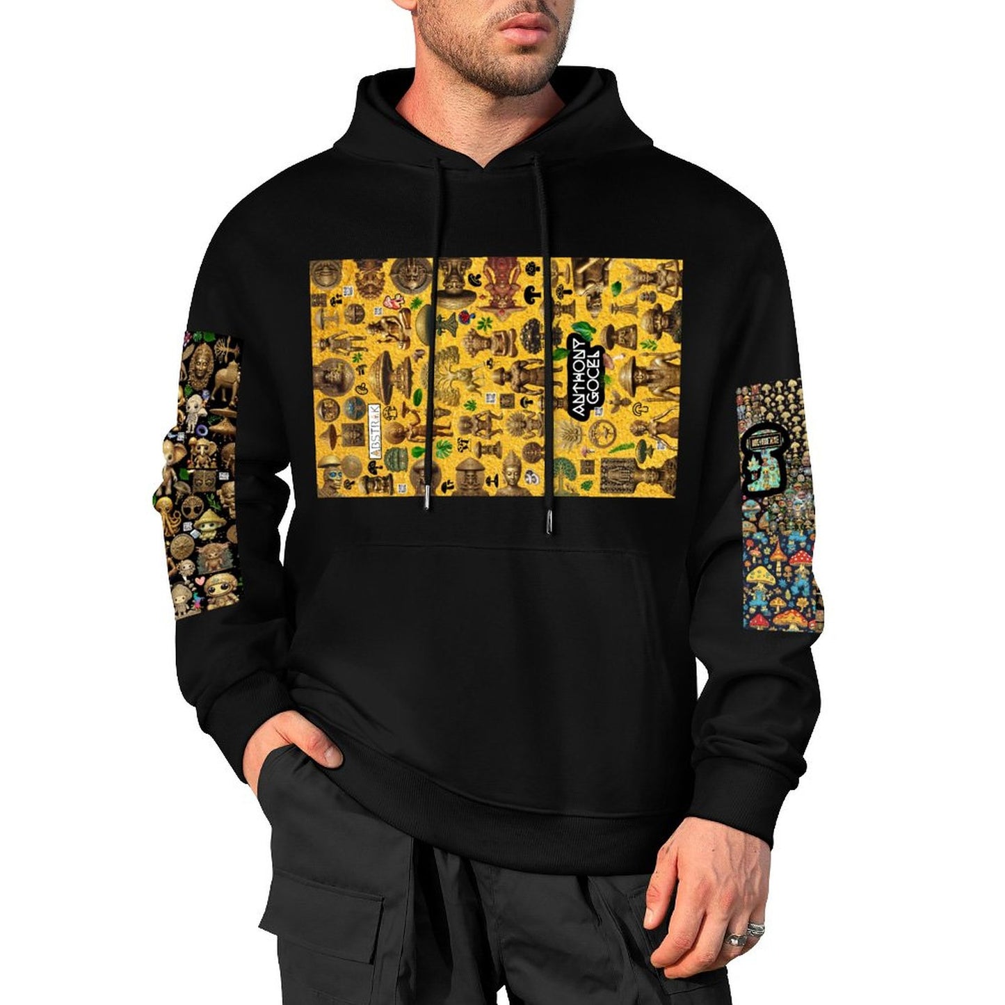 DTF 250gsm Cotton Men's Hoodie with Pocket (Dual-sided+Sleeve Printing)