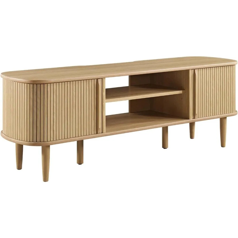 Contour Mid-Century Modern 55" Media TV Stand in Oak, 15 x 54.5 x 18.5