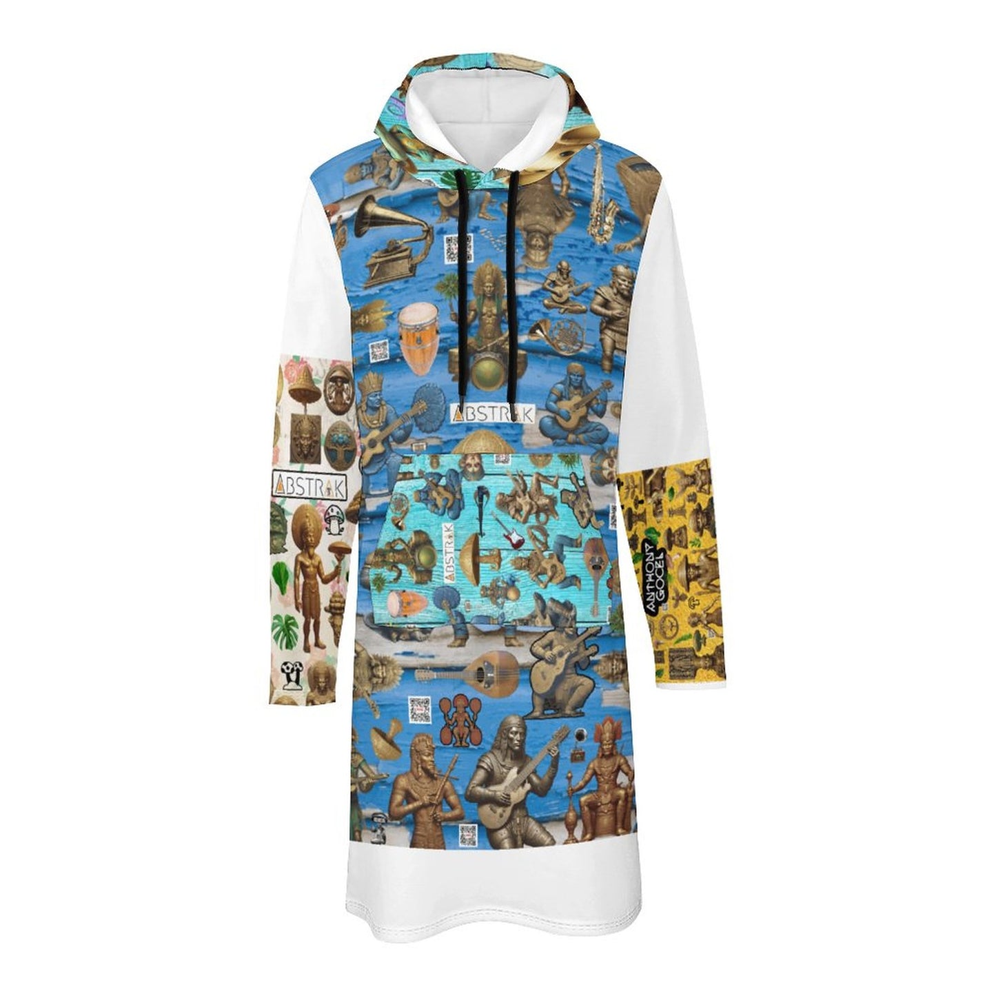 230gsm Long Sleeve Hoodie Dress DS003 (All-Over Printing)