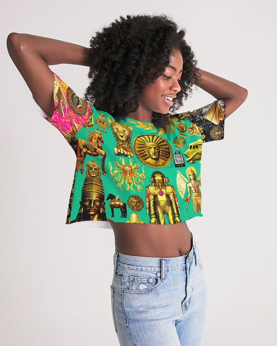 Nature Abstrak Women's All-Over Print Lounge Cropped Tee