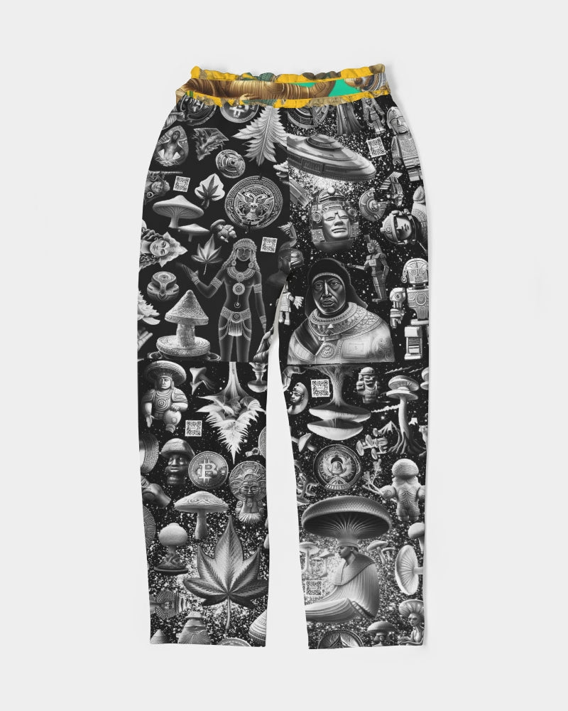 Ancient Abstrak Collection Women's All-Over Print Belted Tapered Pants