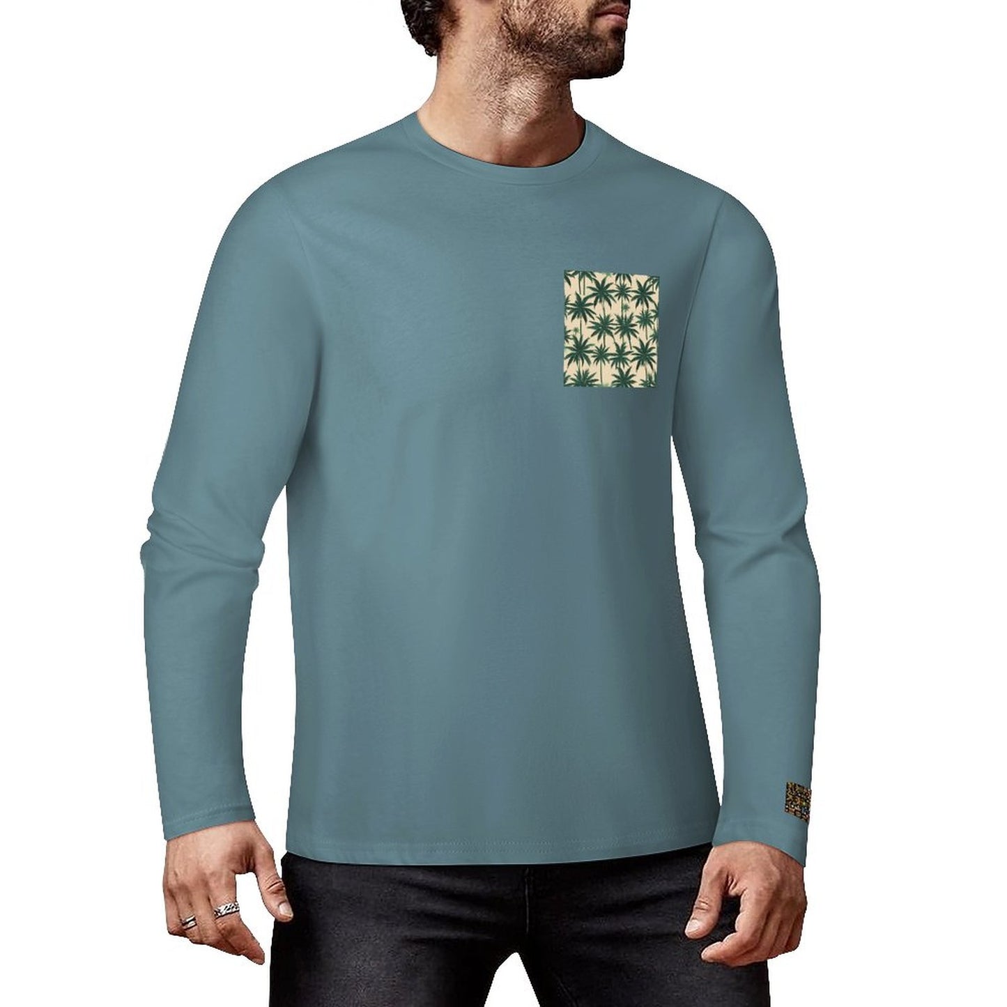 DTF 160gsm Cotton Men's Long Sleeve T-shirt (Front+Sleeve Printing)