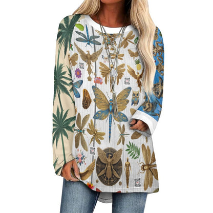 Custom Women's Long Sleeve U-Neck T-Shirts (All-Over Printing)