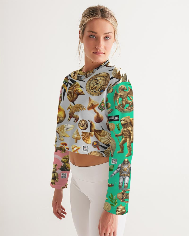 Ancient Abstrak Collection Women's All-Over Print Cropped Sweatshirt