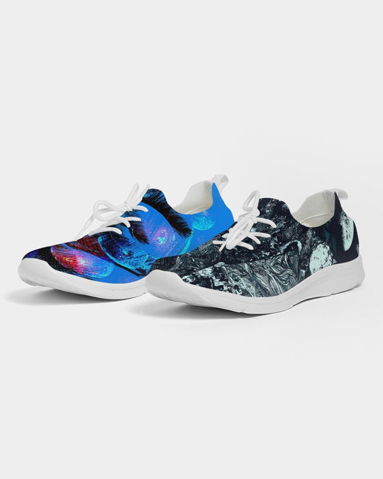 Obsidian Dreamscape Abstract Design Men's Lace Up Flyknit Shoe