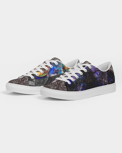 Saddle Serenade Abstract Design Women's Faux-Leather Sneaker