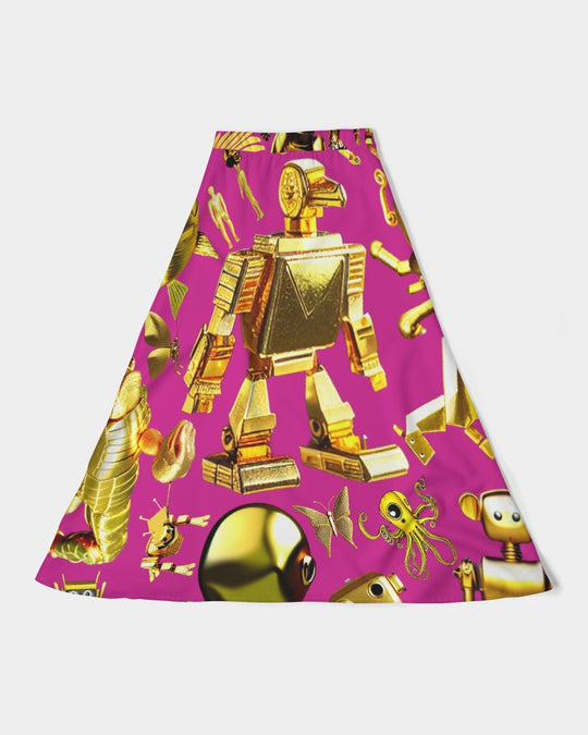 Robotic Abstrak Women's All-Over Print A-Line Midi Skirt