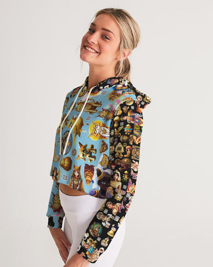 4 Annunaki Abstrak Collection Women's All-Over Print Cropped Hoodie