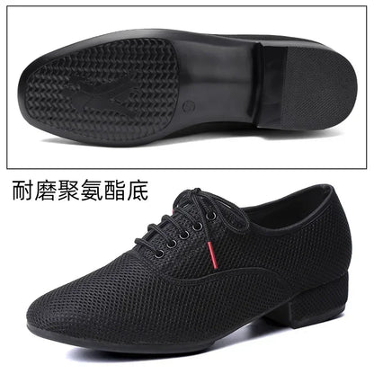 Male Latin Dance Shoes Men Salsa Jazz Dancing Boys Ballroom Modern Tango Shoes Black Mesh Soft Sole Man Training Sneakers 39-46