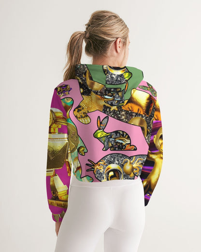 Robotic Abstrak Women's All-Over Print Cropped Hoodie