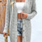 Gray Hollow Out Buttons Front Long Cardigan