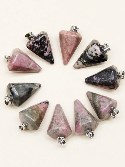 24pcs Natural Stone Reiki Pendulum Divination Pendant Amethyst Quartz Crystal Agate Suitable for DIY Necklace Jewelry Pendant