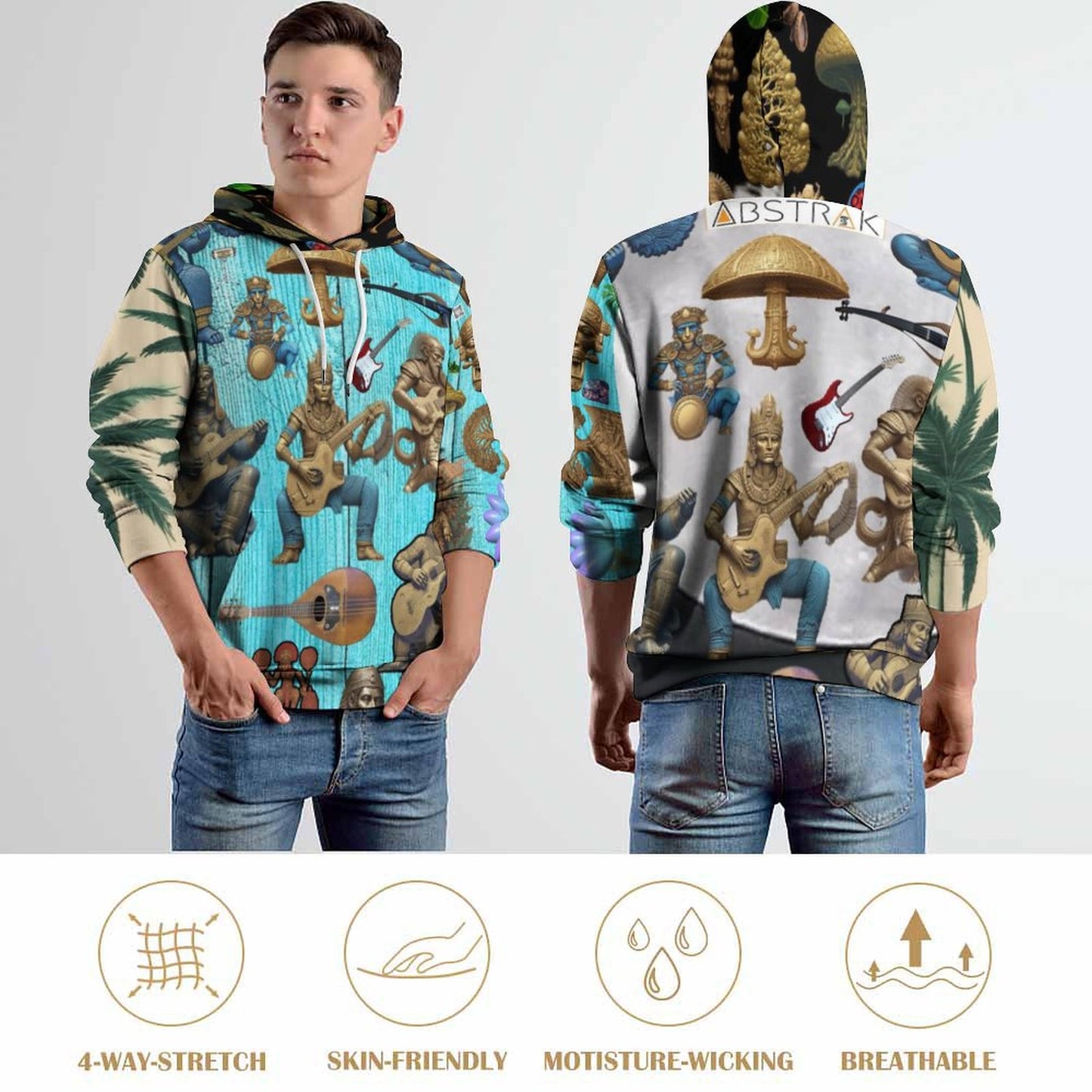 230gsm Men's Cool Hoodie with Double-layer Cap (All-Over Printing)