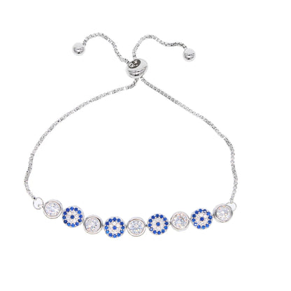 2024 New Arrival Adjust Turkish Tennis Chain Bracelet Women Luxury Round Blue Eyes Clear Cubic Zircon AAA+ Cz Wedding Jewelry