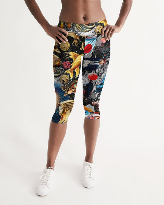 Trendy Abstrak Pattern Women's All-Over Print Mid-Rise Capri