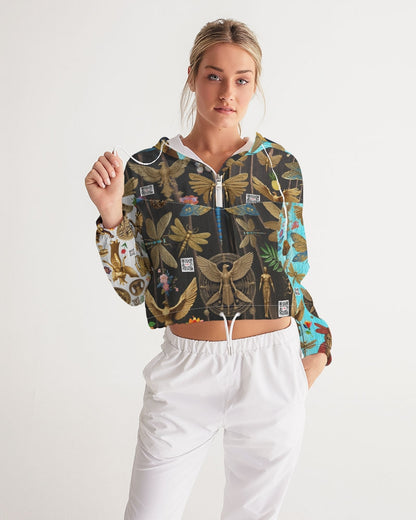 Abstrak dragonfly Women's All-Over Print Cropped Windbreaker