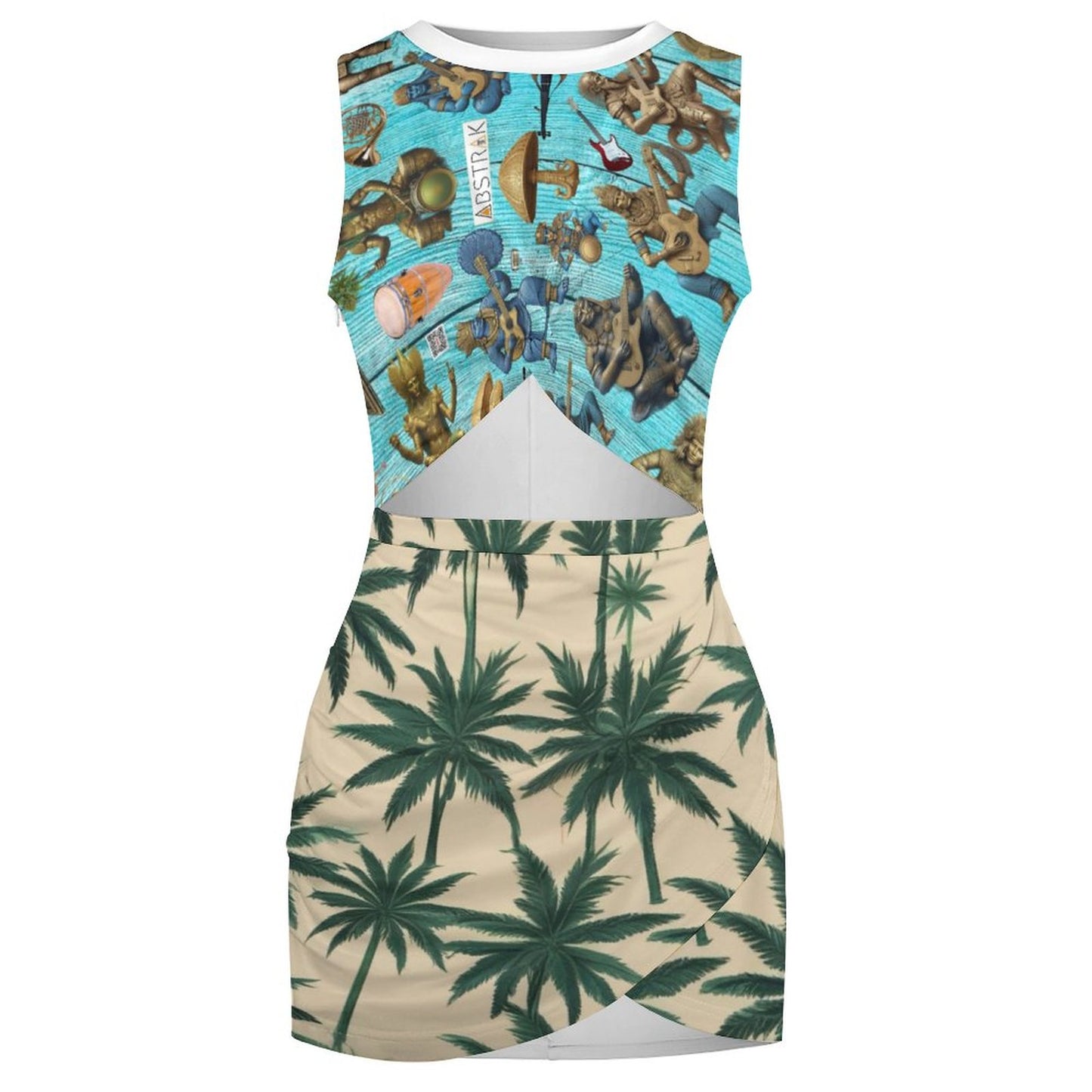 Cutout Bodycon Slim Fit Dress BEQ (All-Over Printing)