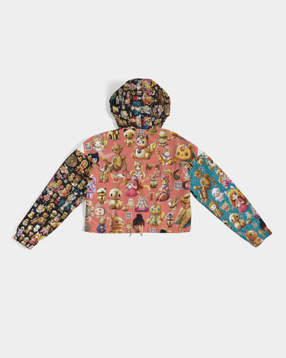 4 Annunaki Abstrak Collection Women's All-Over Print Cropped Windbreaker