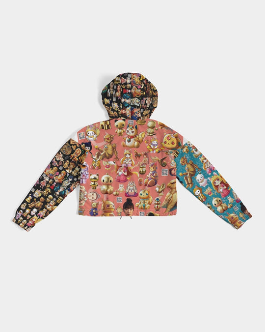 4 Annunaki Abstrak Collection Women's All-Over Print Cropped Windbreaker