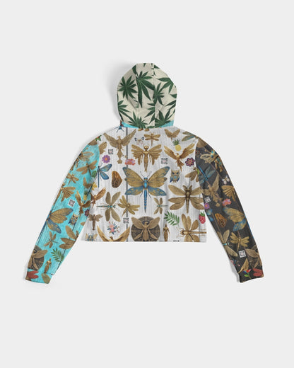 Abstrak dragonfly Women's All-Over Print Cropped Hoodie