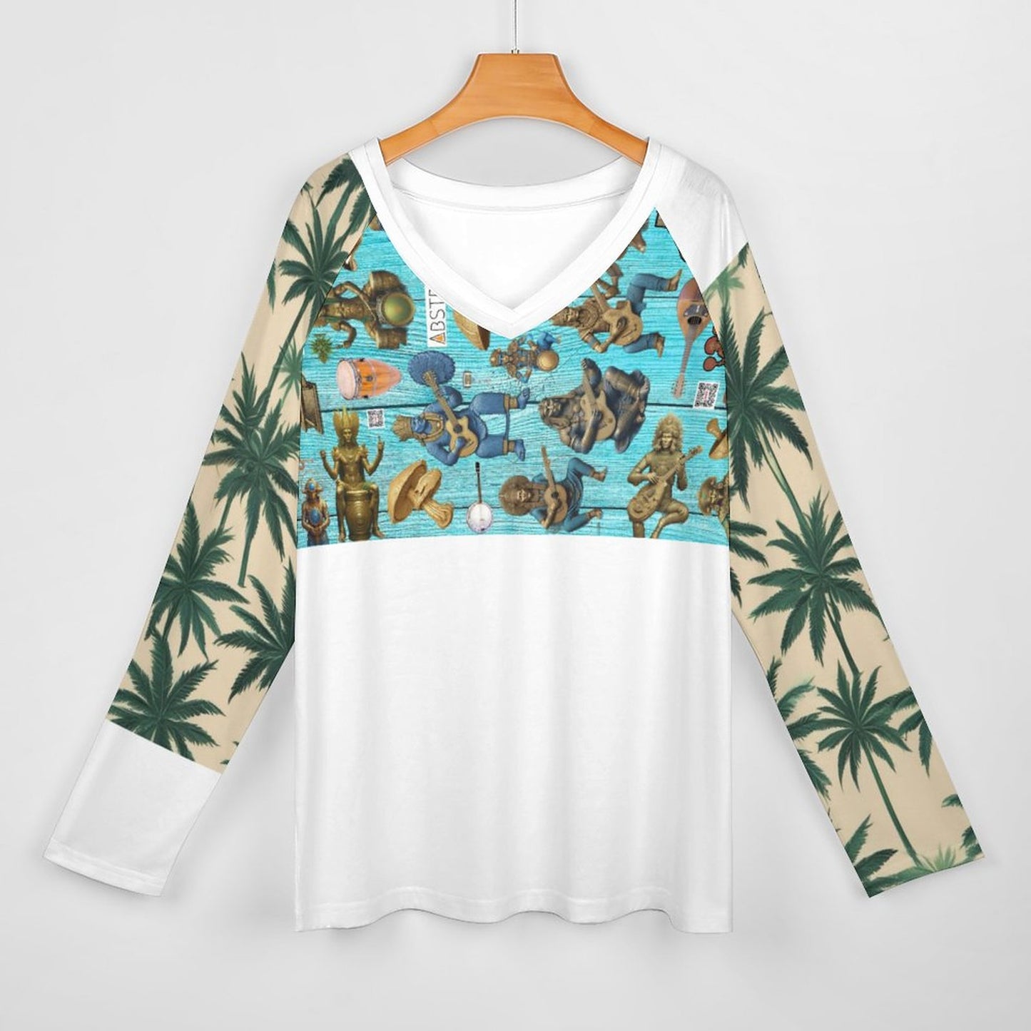 V-neck Loose Long Sleeve T-shirt TLREV2 (All-Over Printing)