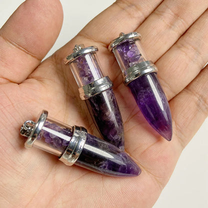 1pc Bullet shape Stone Pendant for Men Reiki Women Making Necklace Accessory Natural Quartz Jades Pendant