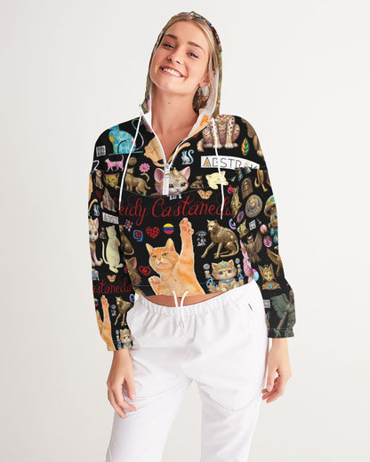 Leidy Abstrak Women's All-Over Print Cropped Windbreaker