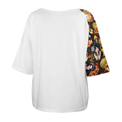 180gsm Women’s Off the Shoulder Half-Sleeve T-shirt BAT (All-Over Printing)