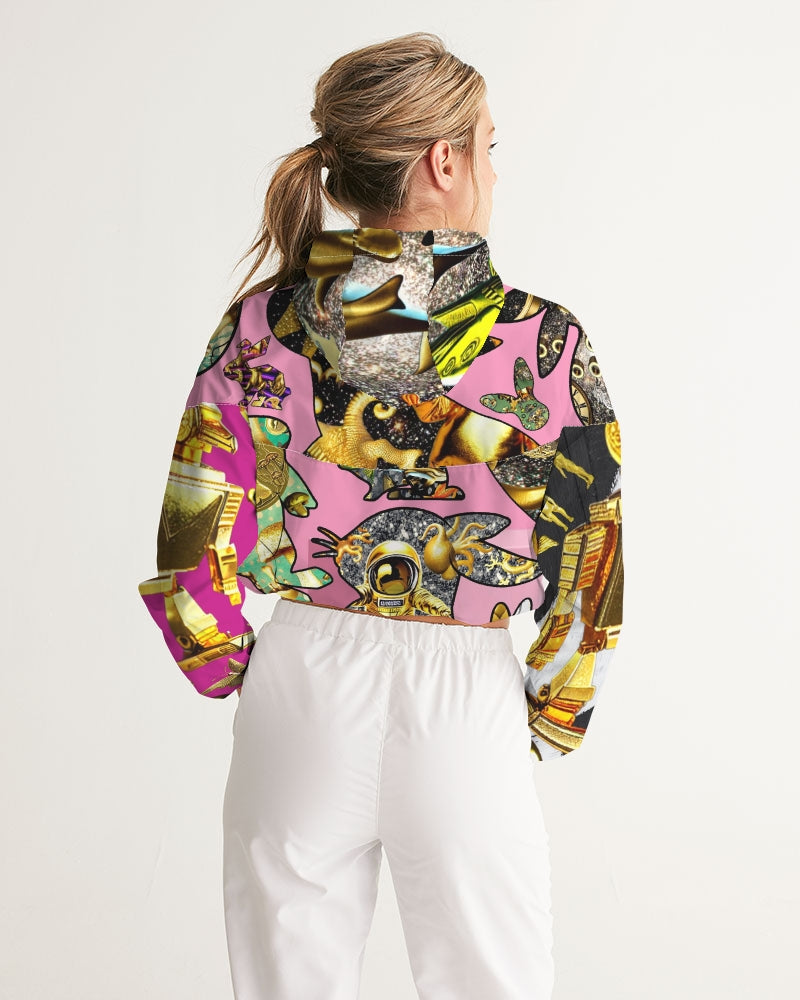 Robotic Abstrak Women's All-Over Print Cropped Windbreaker