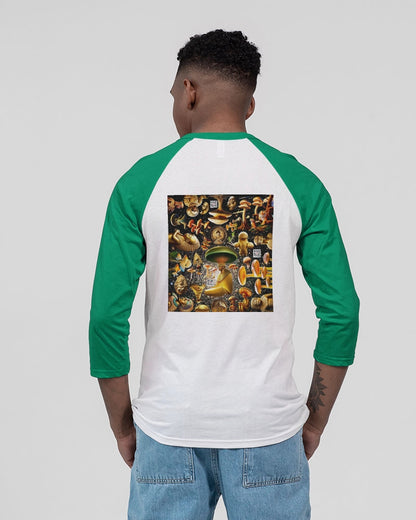 Illustration Abstrak Unisex Three-Quarter Sleeve Baseball Tee | Bella + Canvas