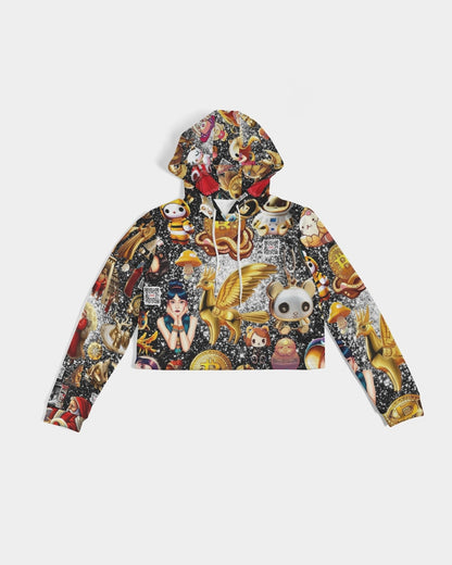 Womens Abstrak Women's All-Over Print Cropped Hoodie