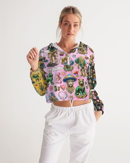 IMG_3100 Women's All-Over Print Cropped Windbreaker