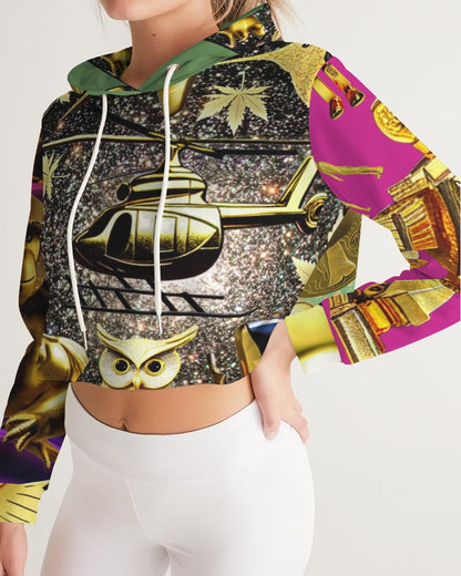 Robotic Abstrak Women's All-Over Print Cropped Hoodie