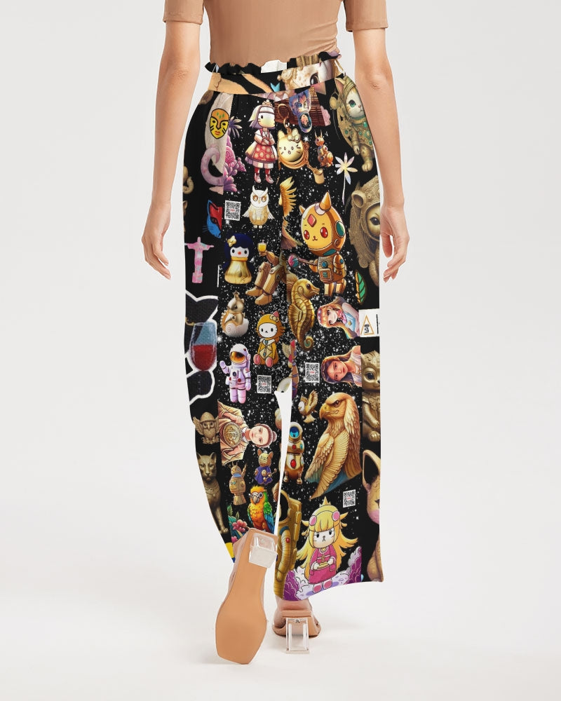 Leidy Abstrak Women's All-Over Print High-Rise Wide Leg Pants