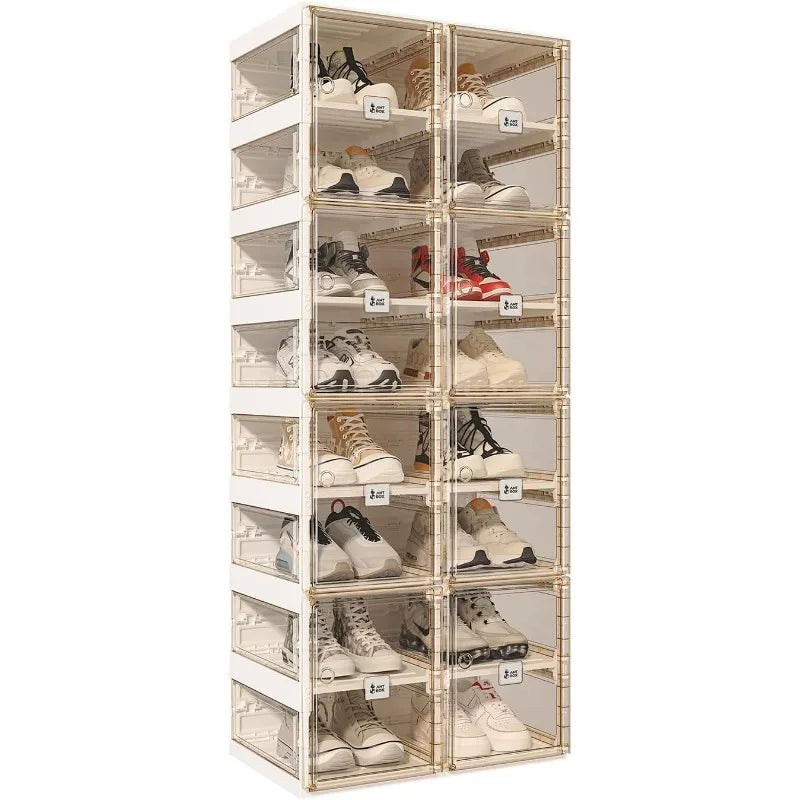 Foldable shoe rack wardrobe shoe rack plastic shoe storage box suitable for entrance, living room, large sturdy stackable