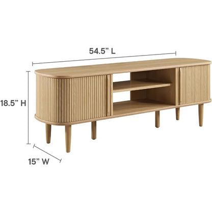 Contour Mid-Century Modern 55" Media TV Stand in Oak, 15 x 54.5 x 18.5