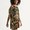 Nature Abstrak Women's All-Over Print Open Shoulder A-Line Dress