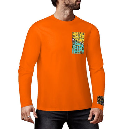 DTF 160gsm Cotton Men's Long Sleeve T-shirt (Front+Sleeve Printing)