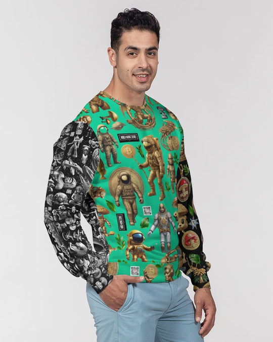 Mushroom Abstak Collection Men's All-Over Print Classic French Terry Crewneck Pullover