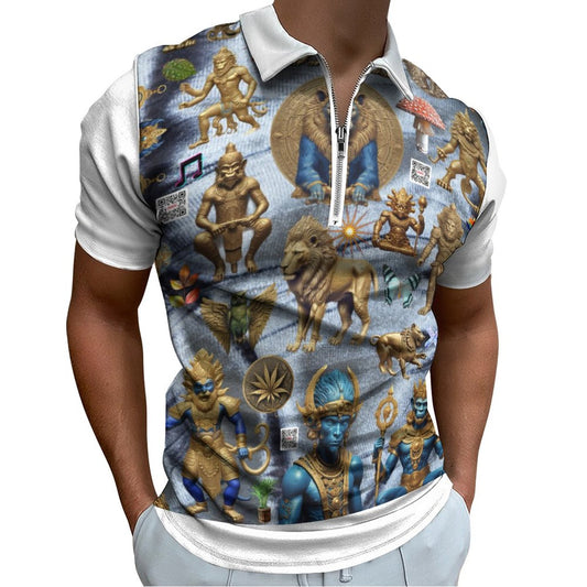 Men's Short Sleeve POLO Shirt with Zipper B470 (All-Over Printing)