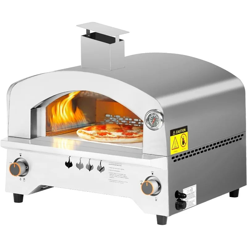 Gas Pizza Oven, Portable Propane Oven with 13 inch Stone, Stainless Steel Maker for Outdoor Cooking