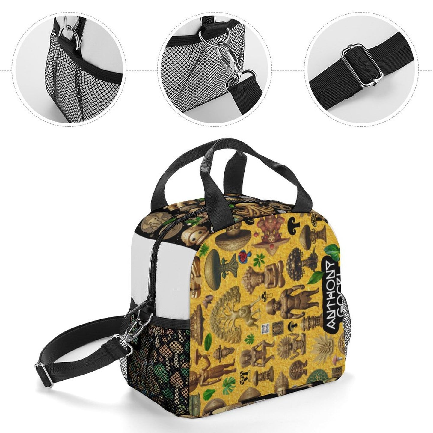 Insulated Lunch Crossbody Bag with Strap for Office School Picnic (All-Over Printing)