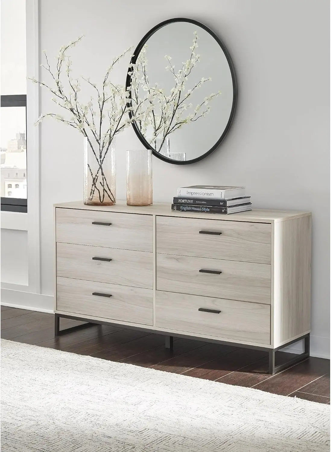 by Ashley Socalle 6 Drawer 59" Dresser, Beige