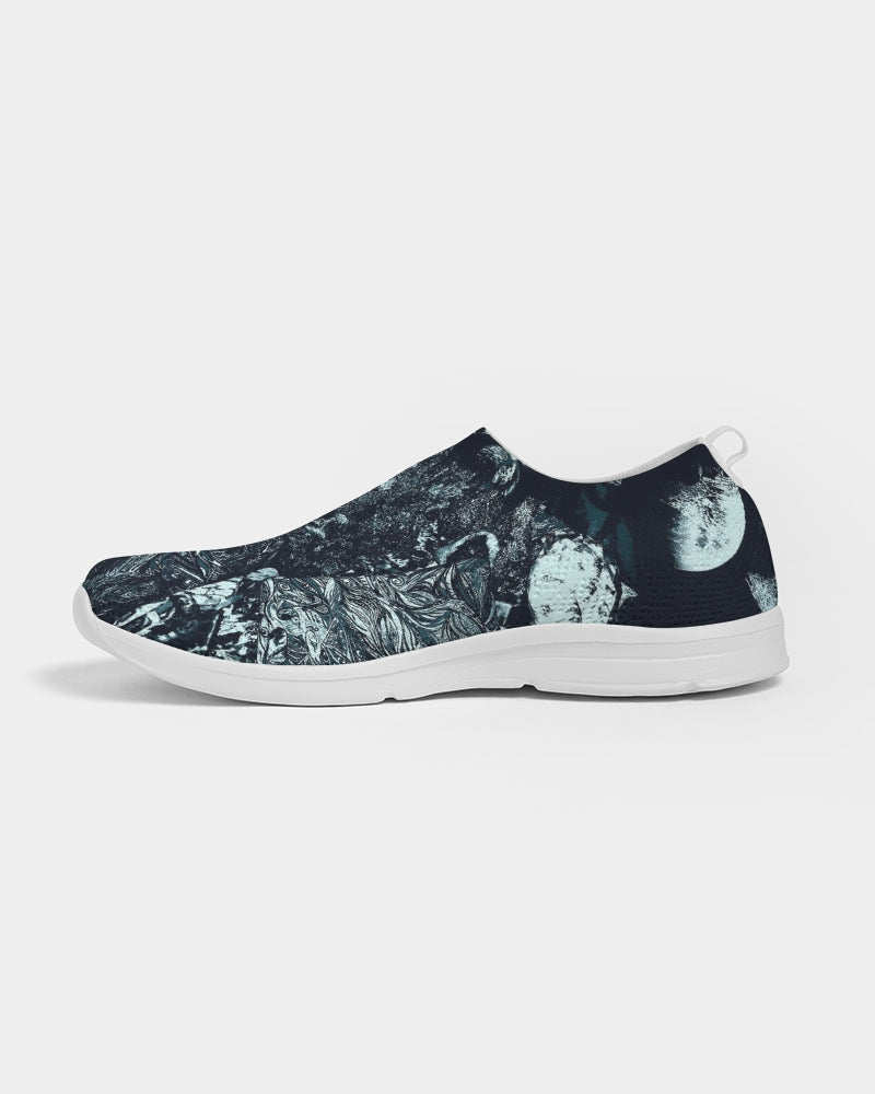 Obsidian Dreamscape Abstract Design Women's Slip-On Flyknit Shoe