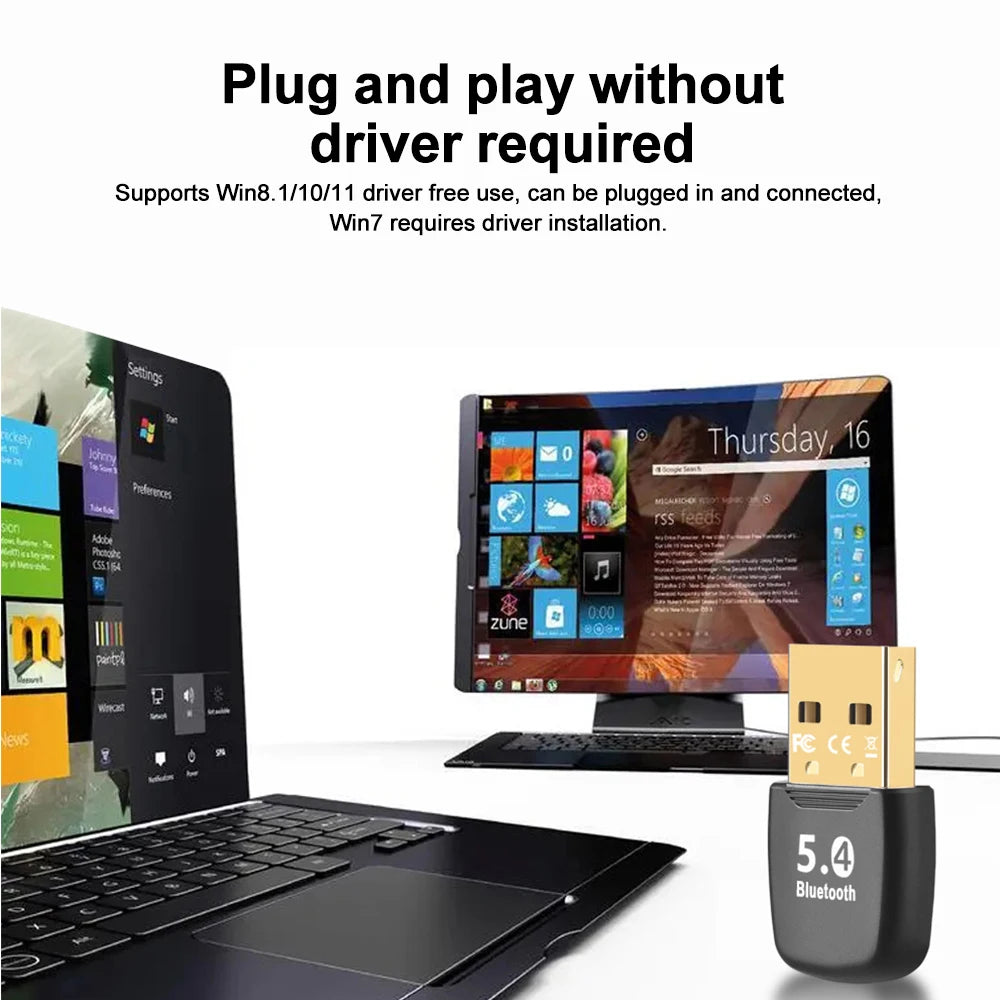 Bluetooth Adapter USB Bluetooth 5.4 Dongle Adaptador for PC Wireless Mouse Keyborad Laptop Music Audio Receiver USB Transmitter