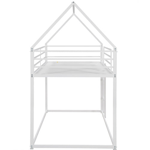 Twin Over Twin House Bunk Bed With Built-in Ladder