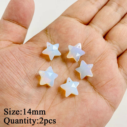 2PCS/lot Opal Stone Pendant White Oval Heart Star Moon Shape Connector Charms Fit Jewelry Making DIY Necklace Earrings Bracelets